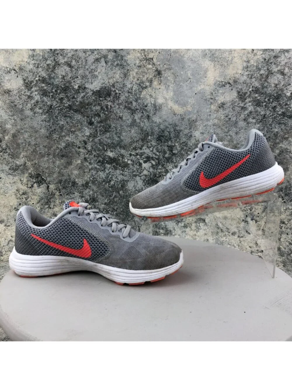 Nike Women's Size 8 Revolution 3 Wolf Grey Hyper Orange Sneakers 819303-002